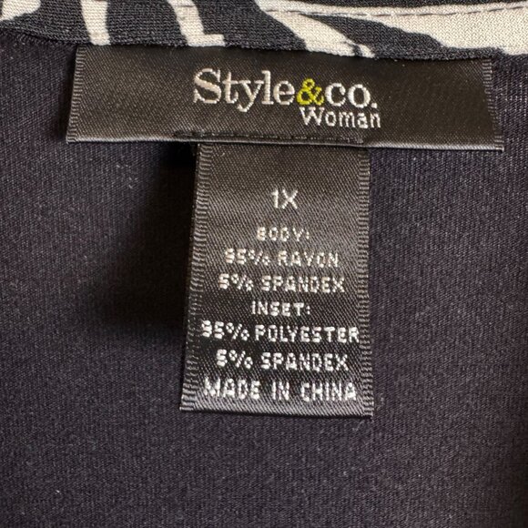 Style & Co plus Size 1X Black knit Top sequined Zebra Print party holidays - Picture 7 of 7